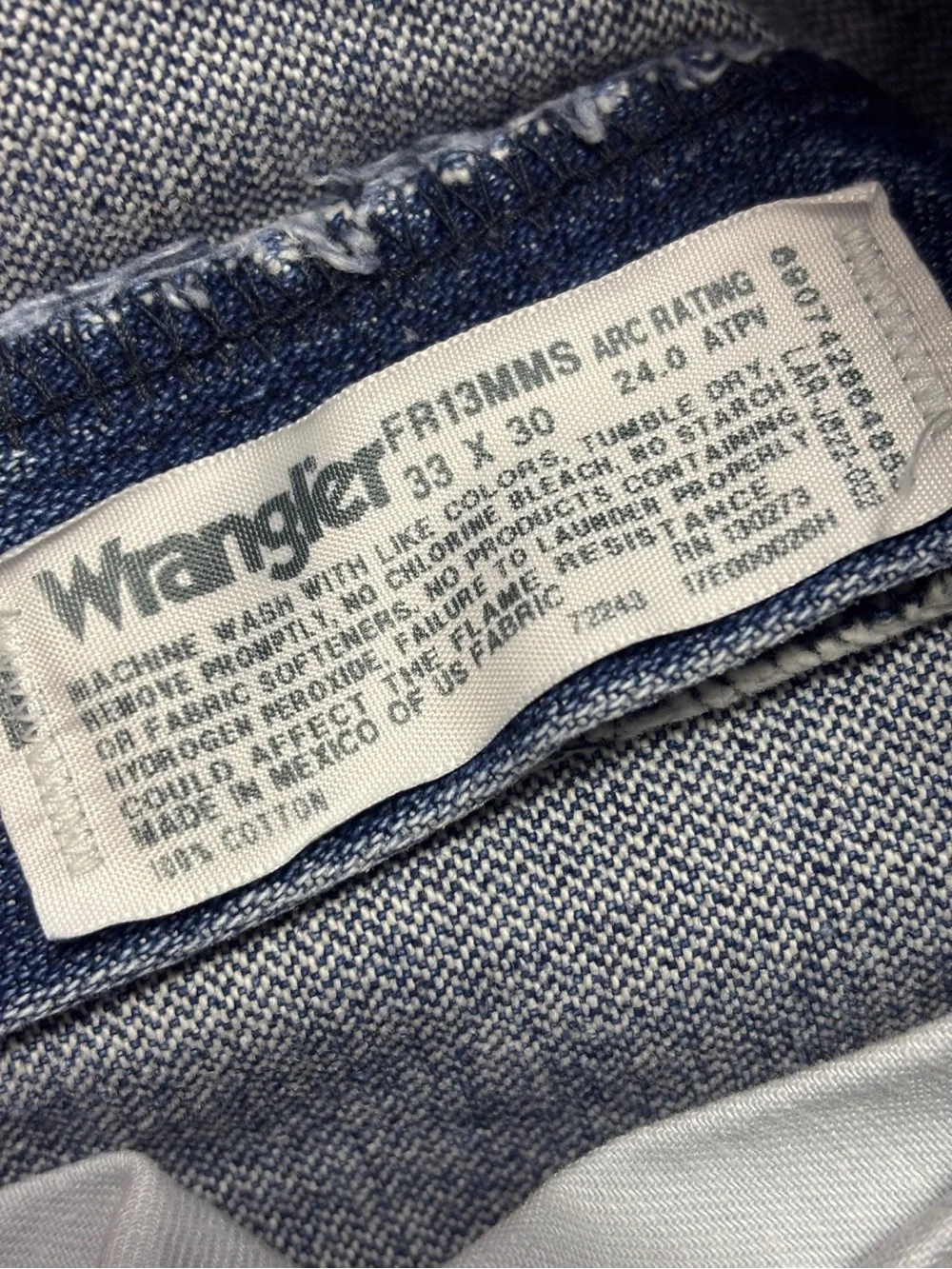 Wrangler Flame Resistant Men's Straight-Leg Blue Denim Jeans Size 33 x 30